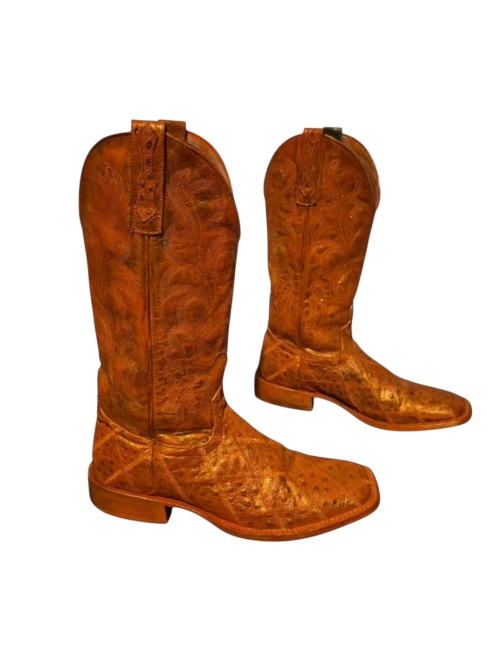 HP Orange Impostrich Cowboy Western Boots Men's Size 9D